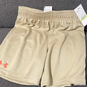 Under Armour Tan Athletic Shorts with Orange Logo